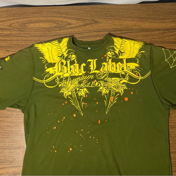 Vintage Green & Yellow,orange Black Label Tee Shir t Sz  2XLAll Over Graph Print - Picture 1 of 11